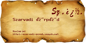 Szarvadi Árpád névjegykártya